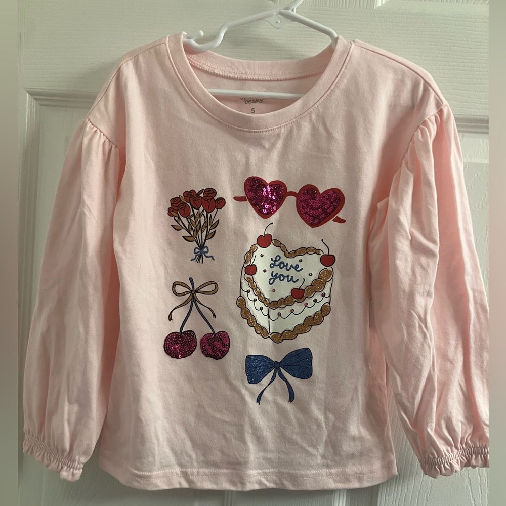 Girly Long Sleeve w/ Sequins Graphic Design,Jumping Beans, NWT